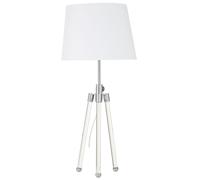 Premier Housewares Nickel Finish Table Lamp Three-Legged With Ball Feet And White Shade Adjustable Height Chic and Contemporary w33 x d33 x h72cm