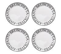 Premier Housewares Noir Antipasti Plates, Porcelain, White, 19 x 19 x 2.2999999999999998 cm