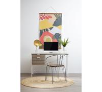 Premier Housewares Office Desk With 2 Drawers, Home Office Furniture, Metal & Oak, W 120 x D 60 x H 76cm - Light