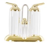 Premier Housewares Oil Dish Vintage Sauce Dish Gold Transparent Condiment Pots Durable Containers Set Of 4 w9 x d17 x h18cm