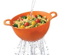 Premier Housewares Orange Plastic Large Colander Strainer With Holes Ideal For Washing And Draining Vegetables Pasta Food Strainer With Handles Perfect For Daily Use 26 x 14 x 44