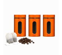 Set Of 3 Storage Canisters Enamel On Steel/Glass, Orange