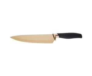 Premier Housewares Orion Gold Finish Chef Knife 907122 - Non-Corrosive Stainless Steel, Ergonomic Black Handle, Rose Gold Finish