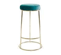 Premier Housewares Outdoor Bar Stool Green Velvet Kitchen Stools With Golden Base Tall Chair For Breakfast Bar/Outdoor Seating 35 x 75 x 35
