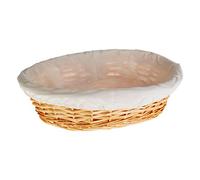 Premier Housewares Oval Wicker Bread Basket with Cream Inner Lining | Stylish Natural Wicker Design for Serving and Storage | Perfect for Home and Kitchen Use
