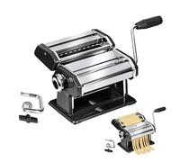 Premier Housewares 2560003 Pasta Making Machine Manual Pasta Maker Machines Stainless Steel Handle Roller / Cutter Chrome Finish Pasta Making Kit 15 x 21 x 20 , Black, H15 x W21 x D20cm