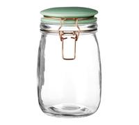 Premier Housewares Pastel Green Glass Jar 1000ml Durable Storage Jar with Swing Top Clip Lid Glass Container For Everyday use Green Glass 11 x 18 x 13 cm