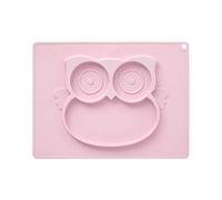 Premier Housewares Pastel Pink Food Plate | Stain-Resistant Toddler Plate | Pastel Pink Owl Food Plate | Everyday Use Silicone Food Plate for Kids | Silicone Feeding Plate
