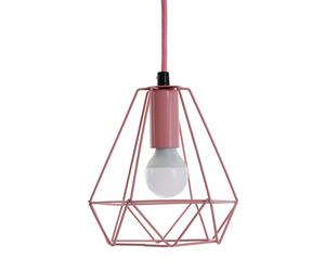 Premier Housewares Pastel Pink Metal Wire Pendant Light White Modern Ceiling Light Chandelier 16 x 16 x 115