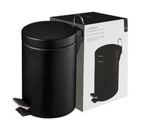 Premier Housewares Pedal Bin Matte Black Kitchen Bin Stainless Steel Bathroom 3 L,H26 x W17 x D23cm