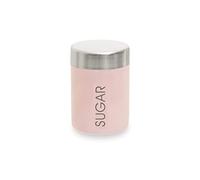 Premier Housewares Pink And Silver Sugar Canister Stainless Steel Storage Containers For Kitchen Plain Items Tea Sugar Canister And More Storage Jars w10 x d10 x h13cm