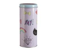 Premier Housewares Pink Canisters for Kitchen Colored Tin Tea Coffee Sugar Storage Containers with Lid 8 x 8 x 18