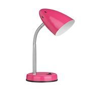 Premier Housewares Pink Desk Lamp With EU Plug/Flexible Chrome Stem/Contemporary Style/Bedside Table Lamp Glossy Finish Desk/Reading Lamp 13 x 37 x 13