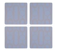 Premier Housewares Placemats And Coaster Square Sets 4 Blue Patterned Table Mats And Coasters Set Contemporary Coasters Durable Textured Coasters w11 x d11 x h1cm
