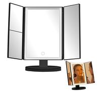 Premier Housewares Portable Tri Fold Border Black Table Mirror | Tri Fold Dressing Table For Makeup | 180 Degree Rotatable Mirror For Dressing Table | Versatile Portable Mirror
