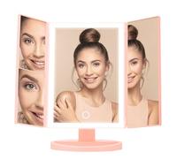 Premier Housewares Portable Tri Fold Pink Table Mirror | Tri Fold Design Dressing Table For Makeup | 180 Degree Rotatable Mirror For Dressing Table | Versatile Portable Mirror
