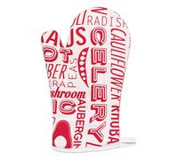 Premier Housewares Porter Single Oven Glove ? Heat Resistant Cotton Kitchen Mitt, Red and White