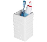Premier Housewares Practical White Ceramic Bathroom Tumbler | Durable Ceramic Tumbler For Washroom | Embossed Detailed Bathroom Tumbler Accessory || Organised Bathroom Tumbler