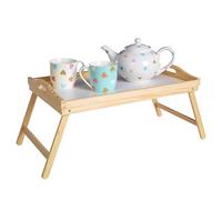 Premier Housewares Pinewood Bed Tray with White Top and Folding Legs, 21 x 50 x 31 cm