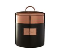 Premier Housewares Prescott Charcoal/Copper Bread Bin (507353) - Stainless Steel, Raised-Handle Lid, Embossed Bread