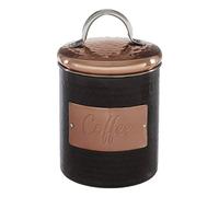 Premier Housewares Prescott Coffee Canister, Hammered Steel Storage Jar - Black/Copper, 10x10x12cm