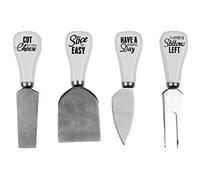 Premier Housewares Pun and Games Cheese Knives, Steel, White, 5 x 13 x 2 cm