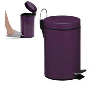 Premier Housewares Purple 3 Litre Pedal Bin | Steel Kitchen Trash Can