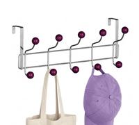 Premier Housewares 509733 Coat Hooks / Over Door Hanger / Over Door Coat Hooks / Door Hanger - 10 Hooks,Purple,H17 x W41 x D12cm