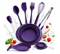 Premier Housewares Purple Silicone 9pc Kitchen Set, Kitchen Utensils