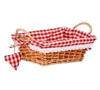 Premier Housewares Rectangle Willow Basket with Gingham Lining - Red