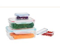 Premier Housewares Rectangular Food Storage Containers with Lids, Set of 4, W21cm x D21cm x H12cm