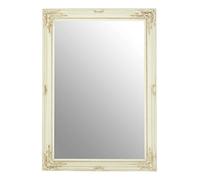 Premier Housewares Rectangular Wall Mirror/Classic Mirrors For Bathroom/Bedroom/Garden Walls Fancy Wall Mounted Mirrors For Hallway With Bone White Finish 88 x 5 x 118