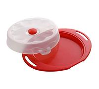 Premier Housewares Red Cake Storer and Carrier With Clear Lid Red Knob Cake Storage Container With Handles Perfect for Your Kitchen Dome Shaped w35 x d27 x h7cm