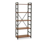Cross-Pattern Design 5 Tier Light Yellow Shelf Unit,Bookcase Shelving With Black Metal Frame,Storage Rack Premier Housewares Red One Size