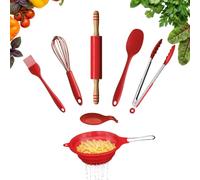 Premier Housewares Red Silicone 7pc Kitchen Set, Cooking Utensil Set