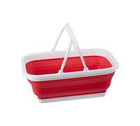 Premier Housewares Red White Basket With Handles/Collapsible Basket with Handles/Portable And Multifunctional Basket W39 x D28 x H15cm/ Stylish Basket