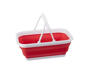 Premier Housewares Red White Basket With Handles/Collapsible Basket with Handles/Portable And Multifunctional Basket W39 x D28 x H15cm/ Stylish Basket