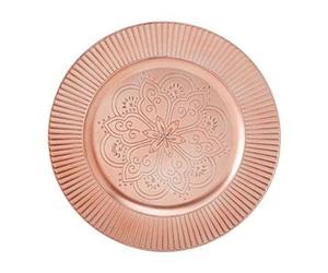 Premier Housewares Redbud Rose Gold Charger Plate/Plate Set/Melamine Plates/Dinner Plates/Small Plates/Rose Gold Plates/Serving Plates/Dimensions are w33 x h2 x d33 cm