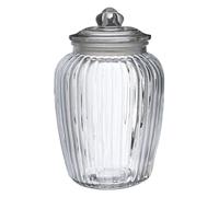 Premier Housewares Retro Design Glass Storage Jar 1050ml Clear Glass With Metal Lid Food Storage Container Transparent Container For Everyday Use 12 x 16 x 12 cm
