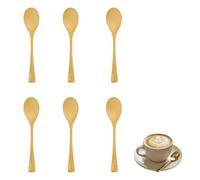 Premier Housewares Retro Set Of 6 Teaspoons Stainless Steel Gold Finish | Modern Retro Slim Handle Teaspoon Set | Durable Small Spoons For Tea Coffee Dessert Everyday Tableware