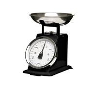 Premier Housewares Retro Style Kitchen Scale with Stainless Steel Bowl, 3 kg - Matt Black, H16 x W17 x D14cm