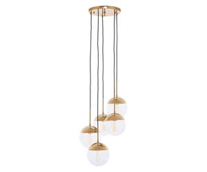 Premier Housewares Revive Gold Finish Five Pendant Lights