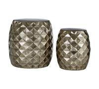 Premier Housewares Reza Gold Finish Drum Stools