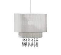 Premier Housewares Riband Voile Beaded Pendant Shade, 31 x 20 x 20 cm - Silver