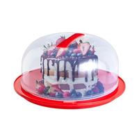 Round Cake Carrier with Handle and Lid, Red Cake Storage Container with Sealed Twister Lock