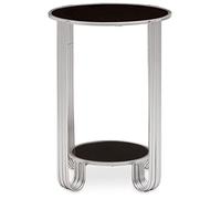Premier housewares Round End Table Black Mirror and Silver Frame/Luxe Coffee Table/Round Furniture/Garden Coffee Table/Small Coffee Table Dimensions W40 x D40 x H55cm.