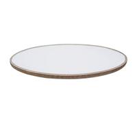 Premier Housewares Round Large Serving Dish for Kitchen/Sustainable Eco-Friendly Wooden Tray For Serving Food/White Finish Wooden Trays for Serving W36 x D16 x H2cm