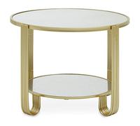 Premier Housewares Round Mirrored Top Gold Frame Table/Luxe Coffee Table/Living Room Table/Garden Coffee Table/Small Round Table/Mirrored Glass Small Coffee Table W63 x D63 x H42cm.