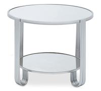 Premier Housewares Round Mirrored Top Silver Frame Table/Coffee Table/Furniture/Garden Coffee Table/Small Coffee Table/Outdoor Tables Dimensions W60 x D60 x H42cm.