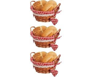 Premier Housewares Round Picnic Blanket Hamper Handles - Washable Gingham Lining Red Hamper Baskets for Gifts - Bread Basket, H12 x W23 x D23cm (Pack of 3)